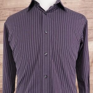 Murano Shirt Mens M Purple Long Sleeve Button-Up Slim Fit XLA Modern Comfort